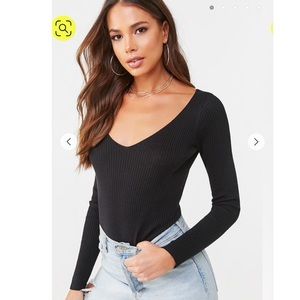 Forever 21 Ribbed V-Neck Bodysuit